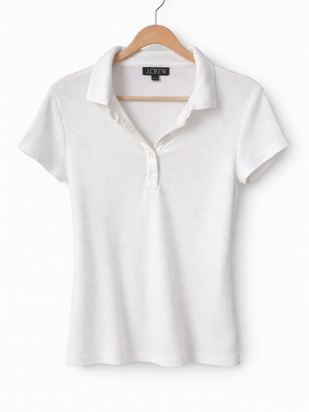 J.Crew White Short-Sleeve Ribbed Polo Shirt